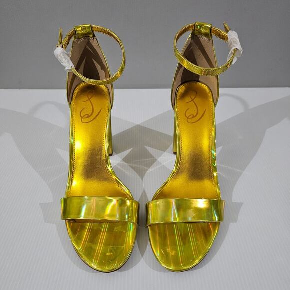 Sam Edelman Yaro Block Heel Sandal Womens 11 Metallic Gold Evening Wedding Party - Picture 4 of 14